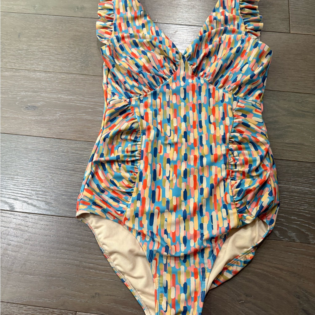 Albion Red And Orange One Piece Swimsuit With V-Neckline